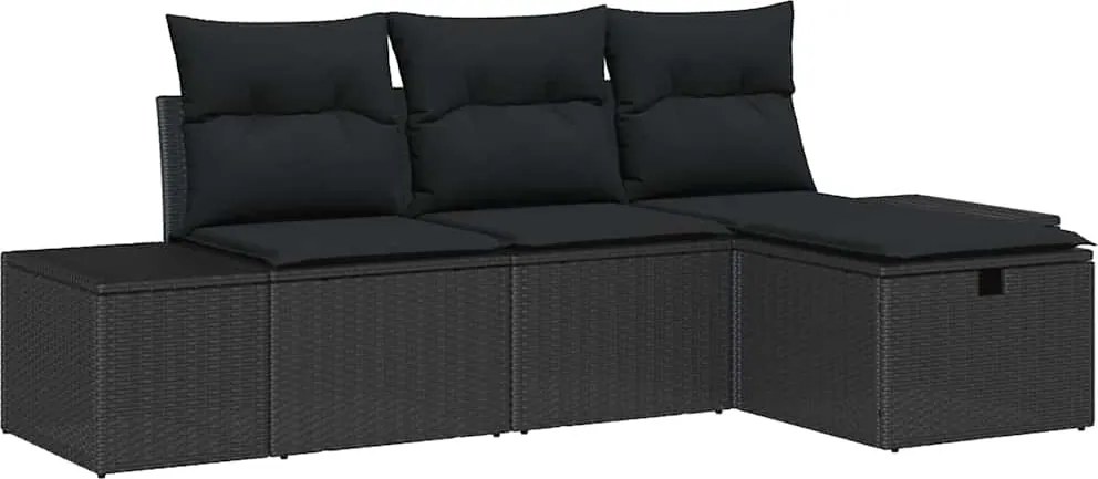 vidaXL Kanapé Szett párnával 4 pcs polirattan