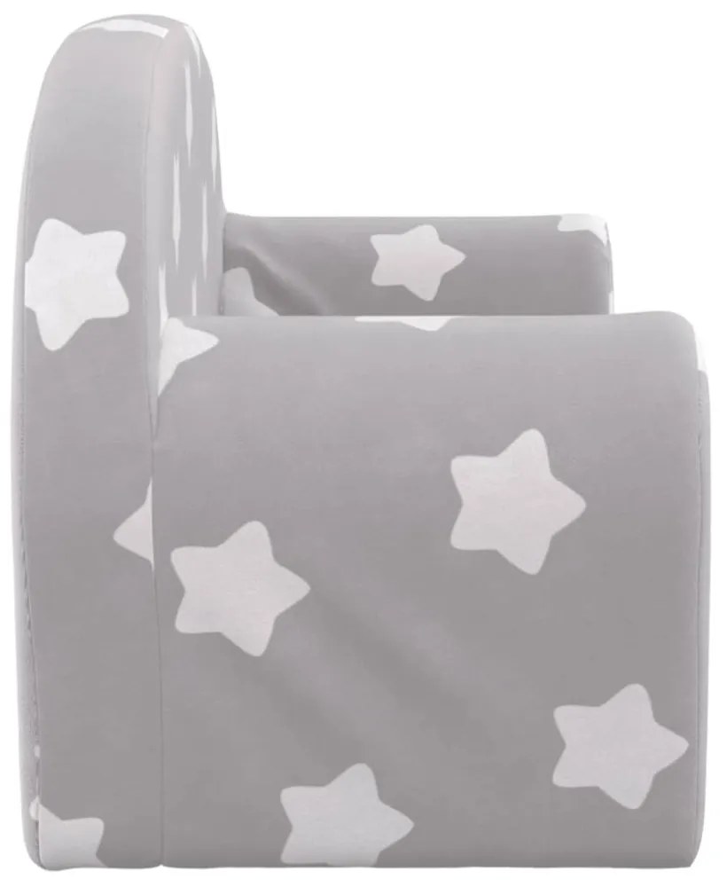2 személyes világosszürke csillagmintás plüss gyerek kanapéágy