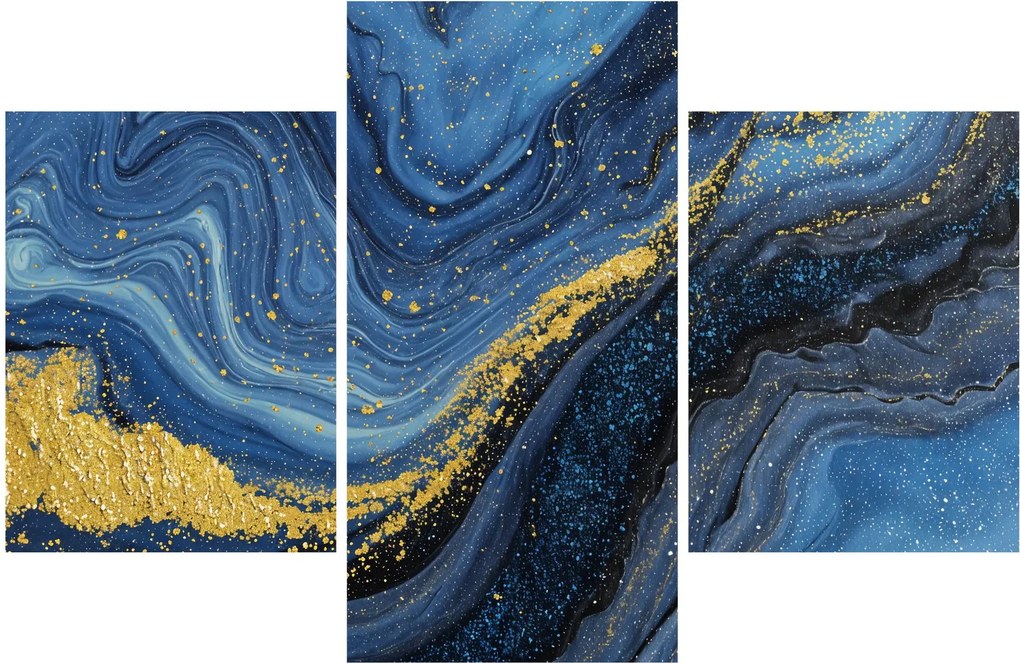 Kép - Kék-arany absztrakció (90x60 cm)