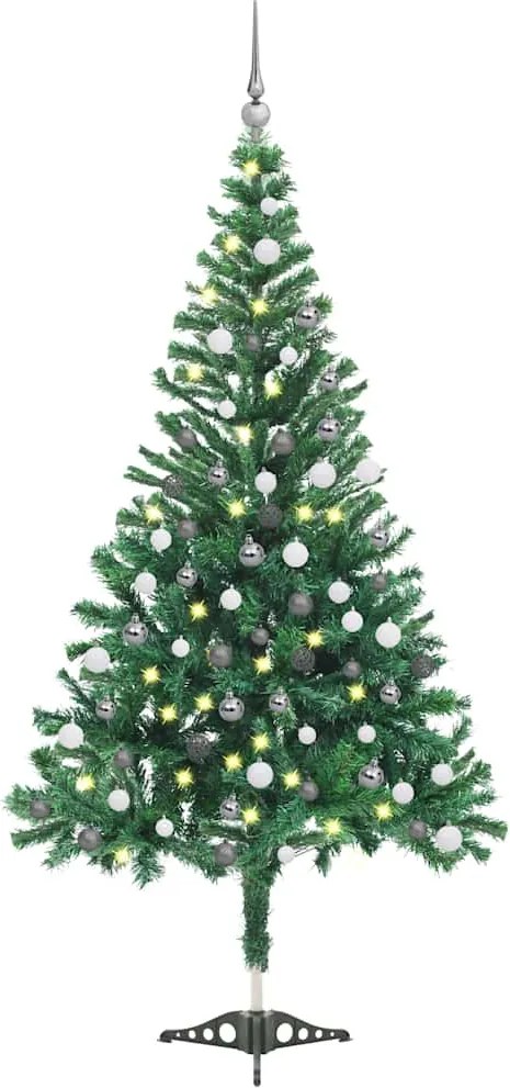 vidaXL megvilágított műkarácsonyfa 230 ággal gömb szettel 120 cm