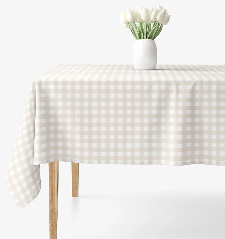 Goldea szögletes terítő 100% pamutvászon - latté kockás 80 x 80 cm