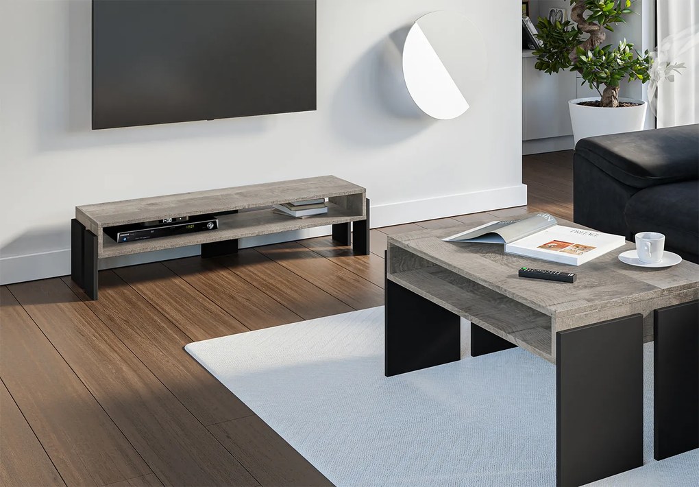 TV asztal Ramea (platinum grange tölgy + fekete). 1055244