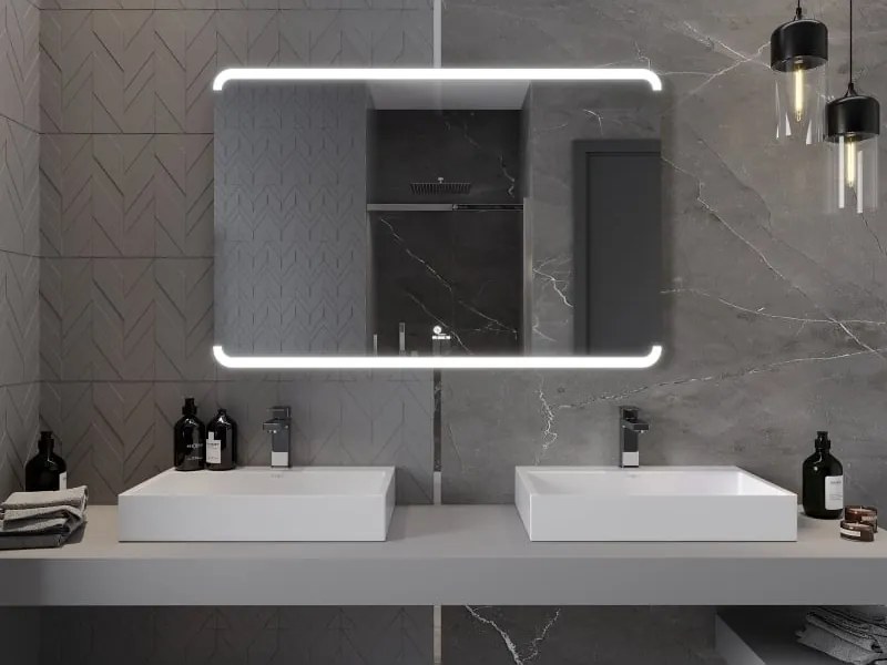Mexen Nida LED megvilágítású fürdőszobai tükör, 120 x 80 cm, 6000K, páramentes - 9806-120-080-611-00