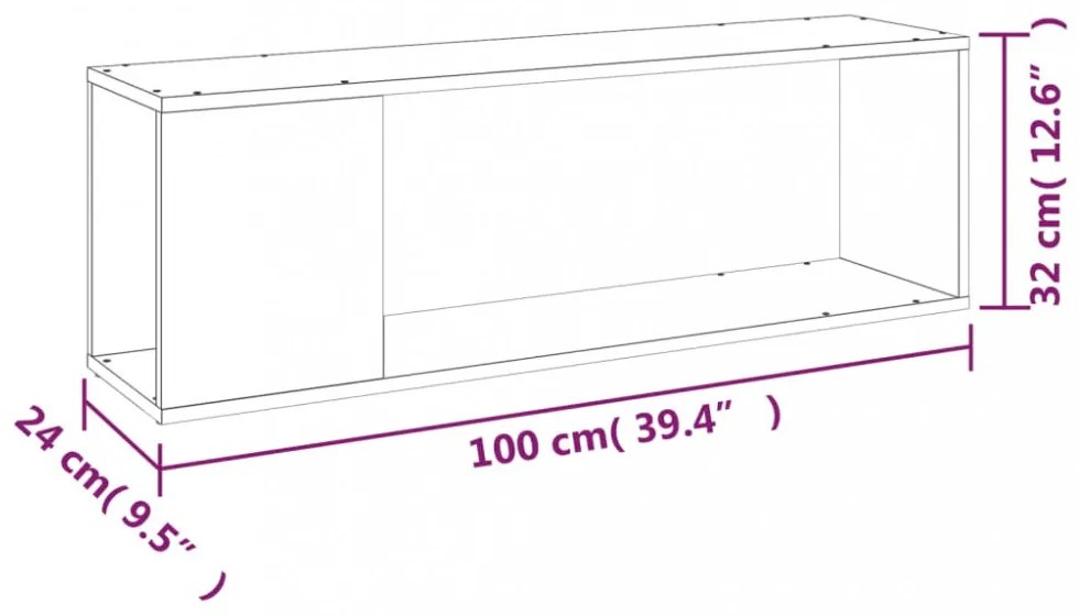 betonszürke szerelt fa TV-szekrény 100 x 24 x 32 cm