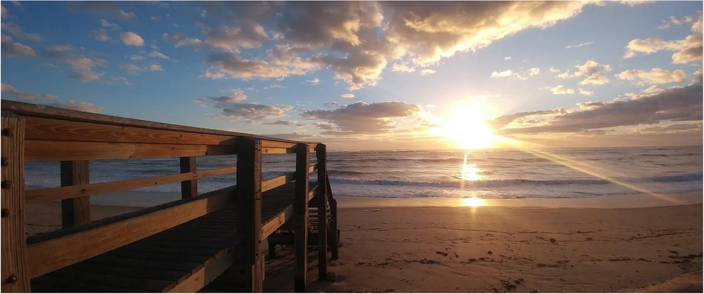 A móló, a strand és a tenger képe (120x50 cm)