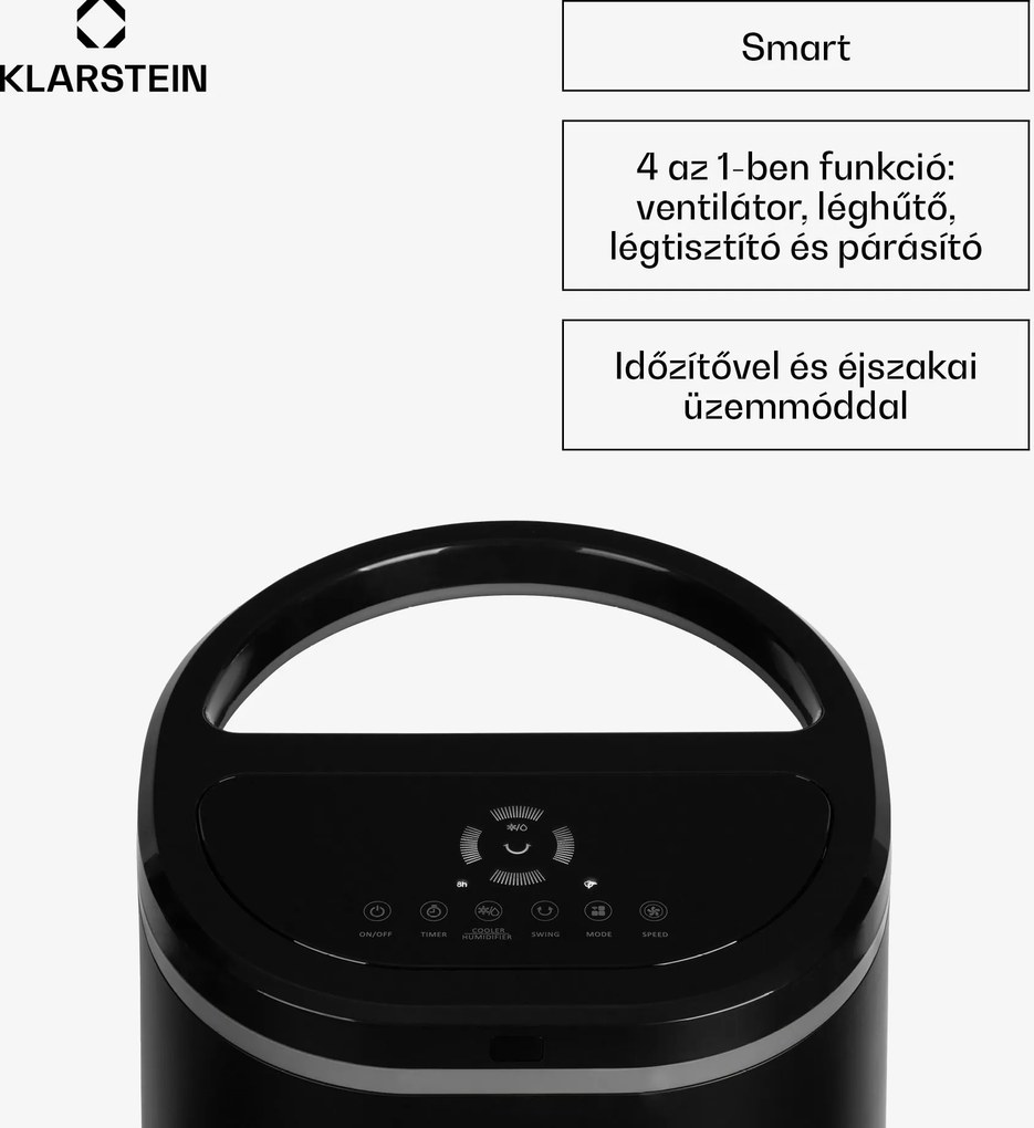 Klarstein IceWind Plus Smart 4 az 1-ben, léghűtő, ventilátor, párásító, légtisztító, app vezérléssel