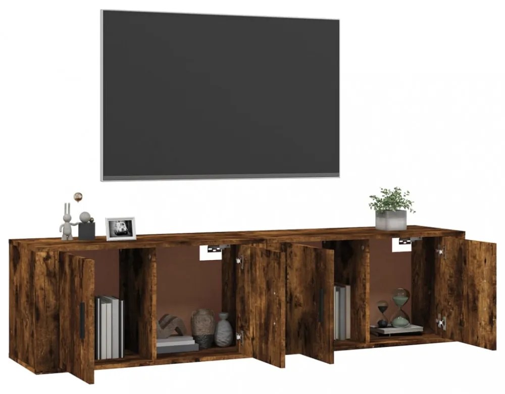 2 db füstös tölgy színű fali TV-szekrény 80 x 34,5 x 40 cm