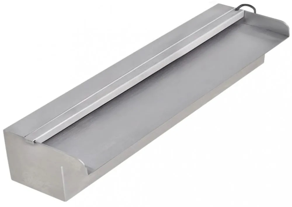Négyszögletes rozsdamentes acél medence szökőkút LED fényekkel 45 cm