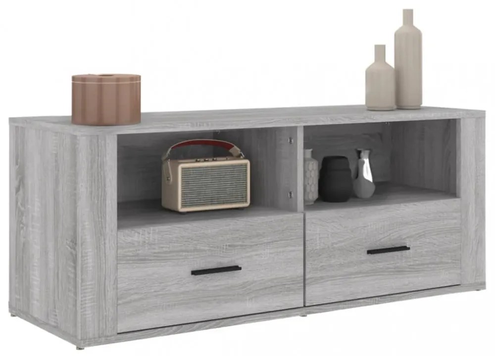 szürke sonoma színű szerelt fa TV-szekrény 100 x 35 x 40 cm