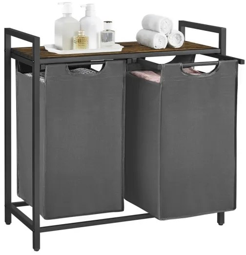 Ruhaszennyes kosár REX barna/szürke