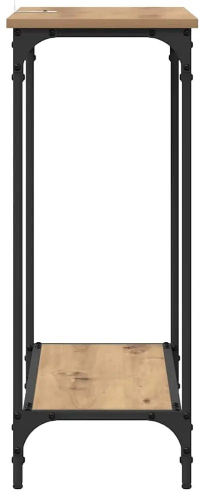 Konzolasztal polcokkal kézműves tölgy 75 x 30.5 x 75 cm Faanyag