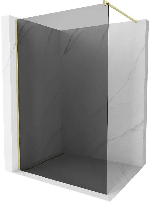 Mexen Kioto, Walk-In zuhany paraván 120 x 200 cm, 8 mm szürke üveg, arany matt profil, 800-120-101-55-40