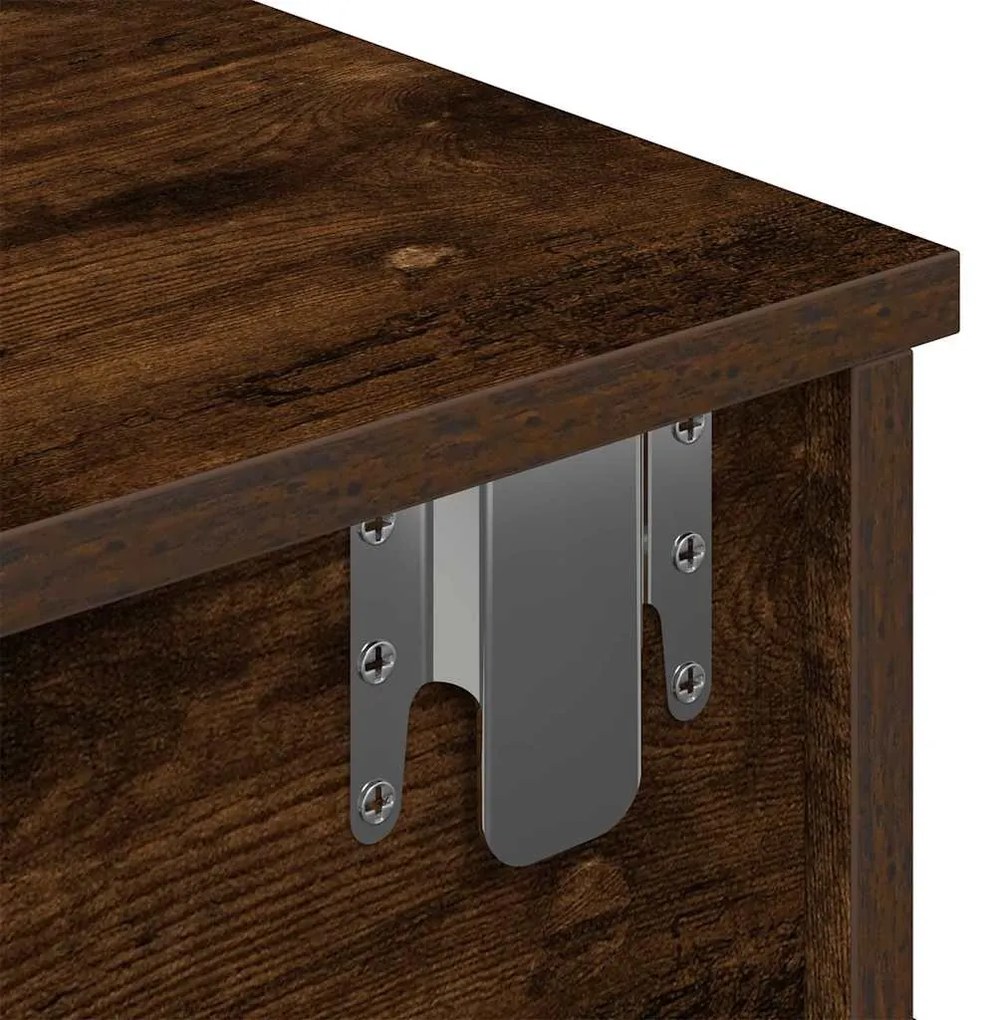 Falipolc fiókokkal füstölt tölgy 60x28x15 cm műszaki fa