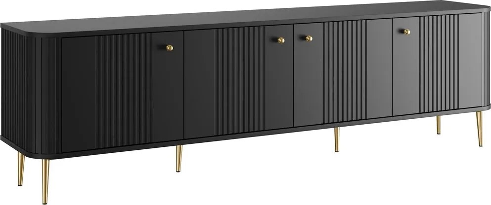 Vesper 4D TV-szekrény 187 cm - fekete / arany lábak