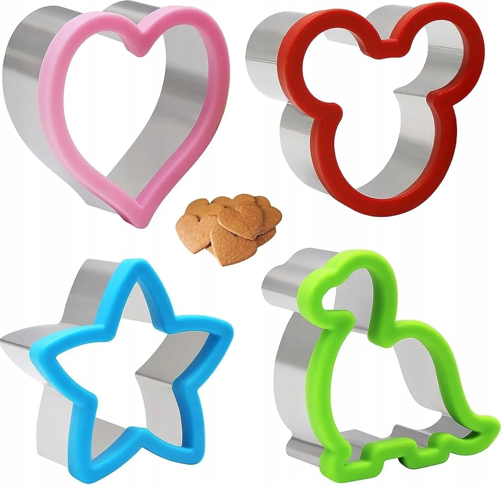 Szendvics- és kekszlyukasztó készlet Jjqhyc Dinoszauruszok 4 db-os