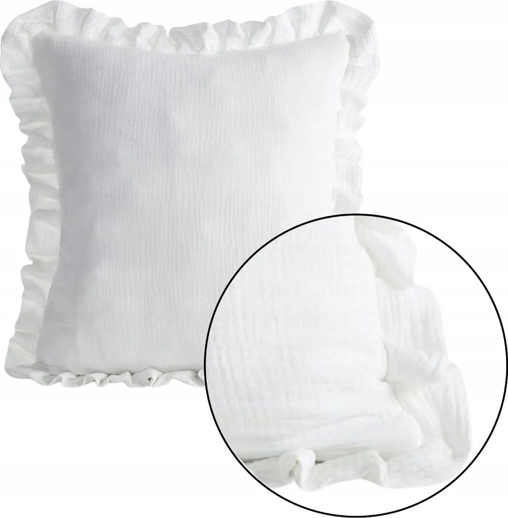 Pamut Párnahuzat Fodros Jázmin 45x45cm dekoratív Fehér