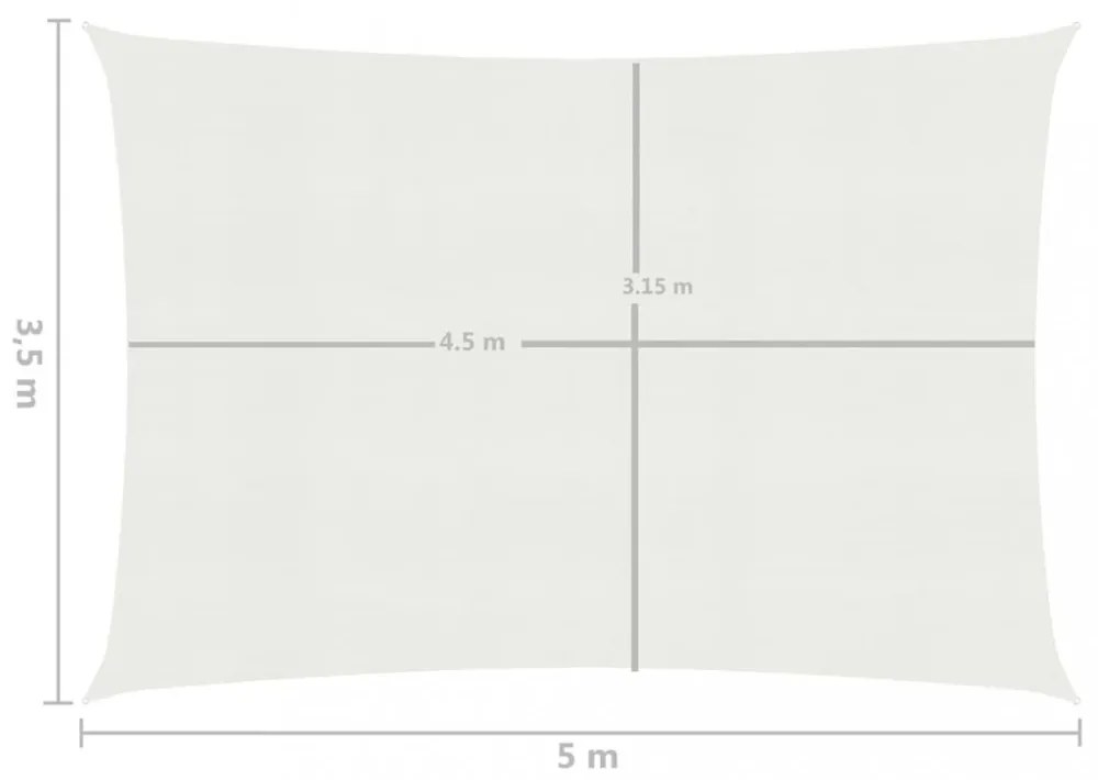 fehér HDPE napvitorla 160 g/m² 3,5 x 5 m