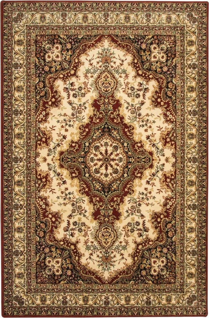 Klasszikus Gyapjú Szőnyeg Nappaliba Isfahan Almas Borostyán Rozetta 100x180 cm