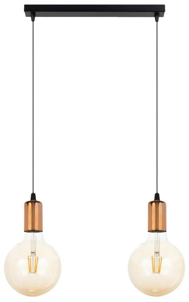 Csillár zsinóron MIROS 2xE27/60W/230V fekete/réz