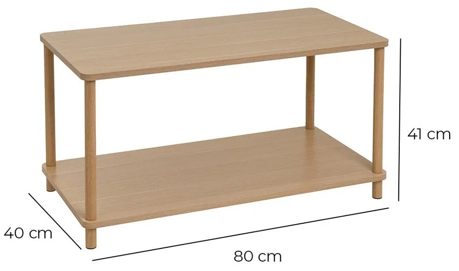 Natúr színű dohányzóasztal 40x80 cm Gaia – Casa Selección