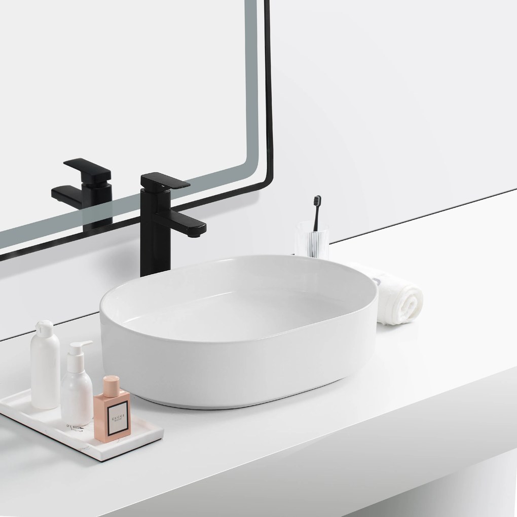 Erga Lakelyn, asztali mosogató 600x370x135 mm, fehér fényes, ERG-V03-9720B-WH