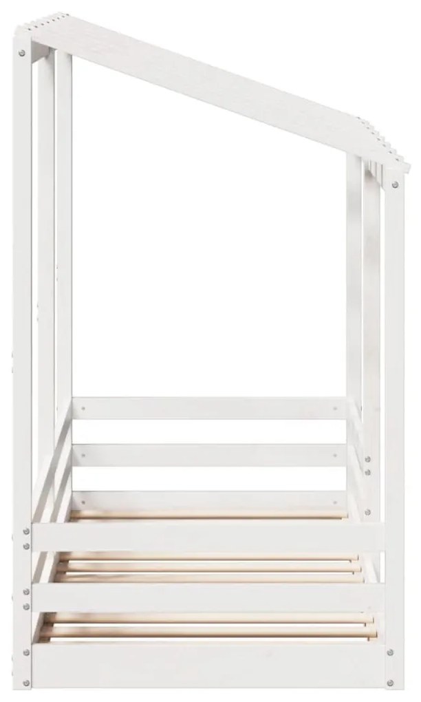 fehér tömör fenyőfa gyerekágy tetővel 75 x 190 cm