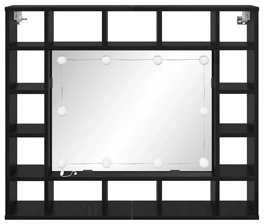 Tükörszekrény polcokkal Musta tammi 91 x 15 x 76.5 cm Faanyag