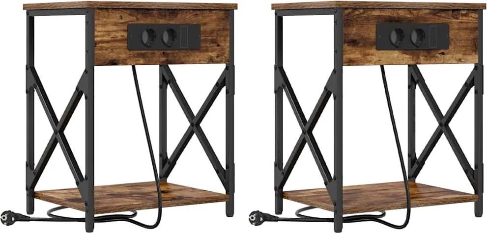vidaXL Éjjeliszekrény 2 pcs Füstölt tölgy 41 x 31 x 51 cm Faanyag