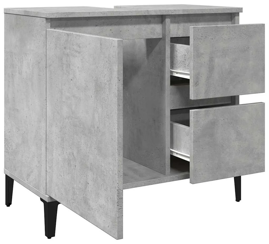 betonszürke szerelt fa mosdószekrény 65 x 33 x 60 cm