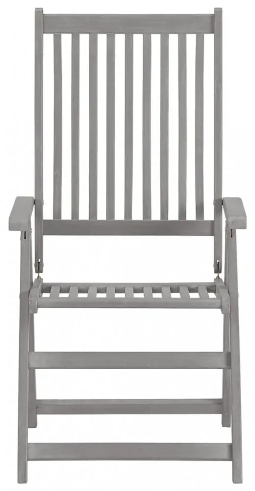 5 darabos, tömör akácfa kerti étkezőgarnitúra (150-200) x 100 cm, szürke