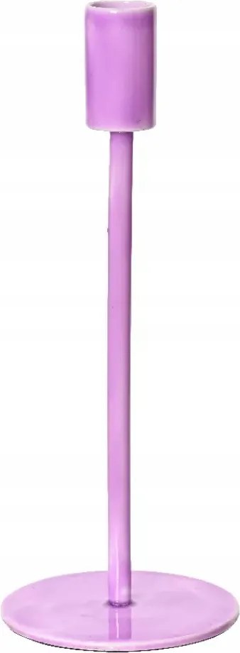 Alumínium gyertyatartó rózsaszín lila magas egyszerű dekoratív 23cm