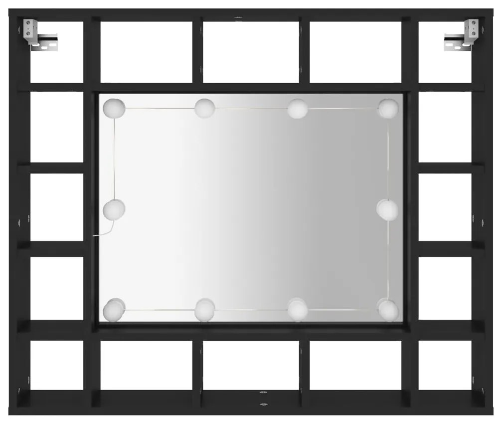 fekete LED-es tükrös szekrény 91x15x76,5 cm