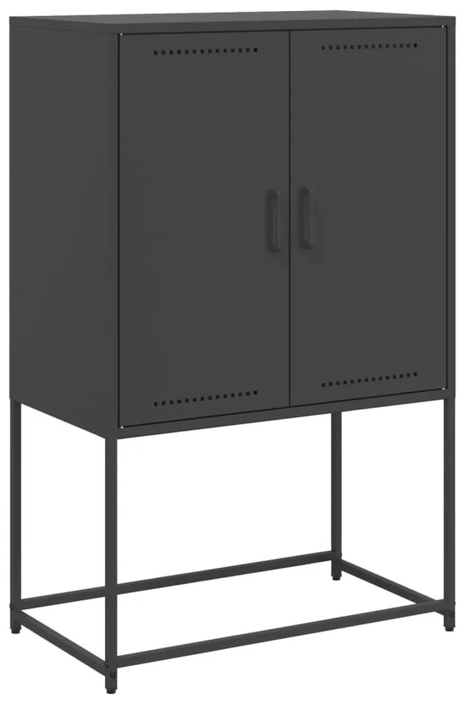 fekete acél magasszekrény 68,5 x 38,5 x 107 cm