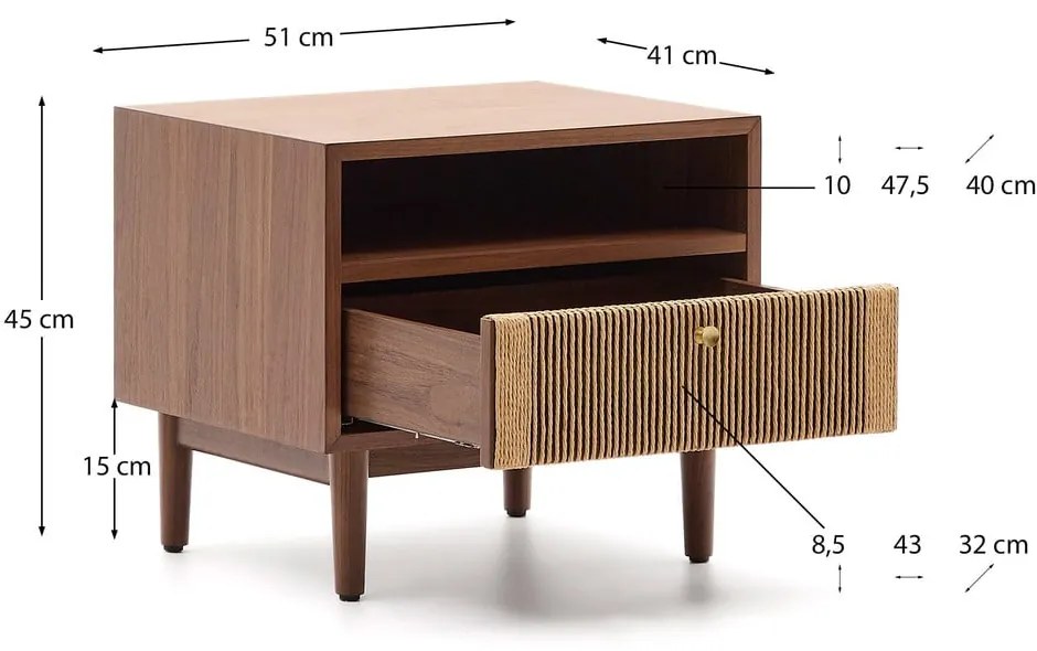 Barna éjjeliszekrény diófa dekorral Elan – Kave Home