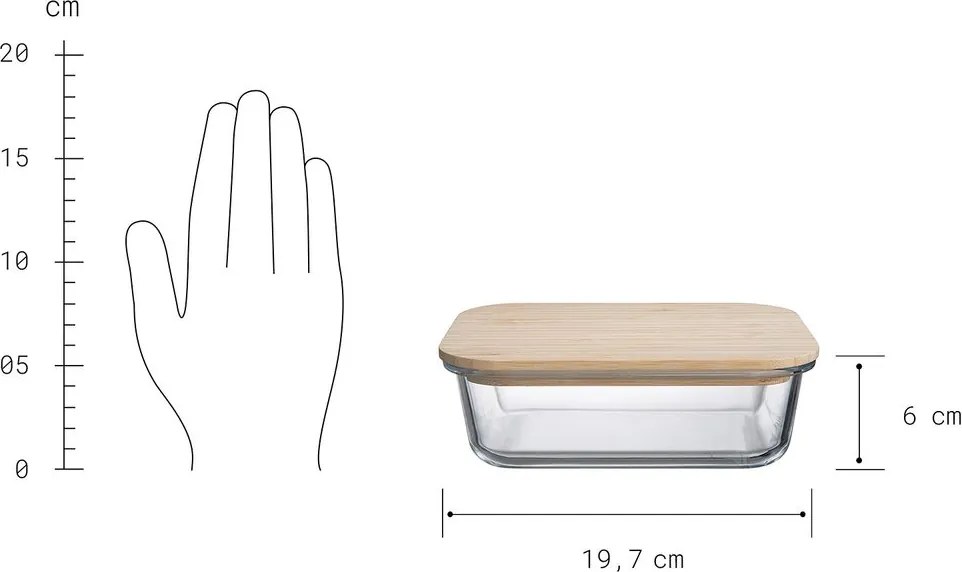 NATURALS üveg tárolóedény bambusz fedéllel 1 l