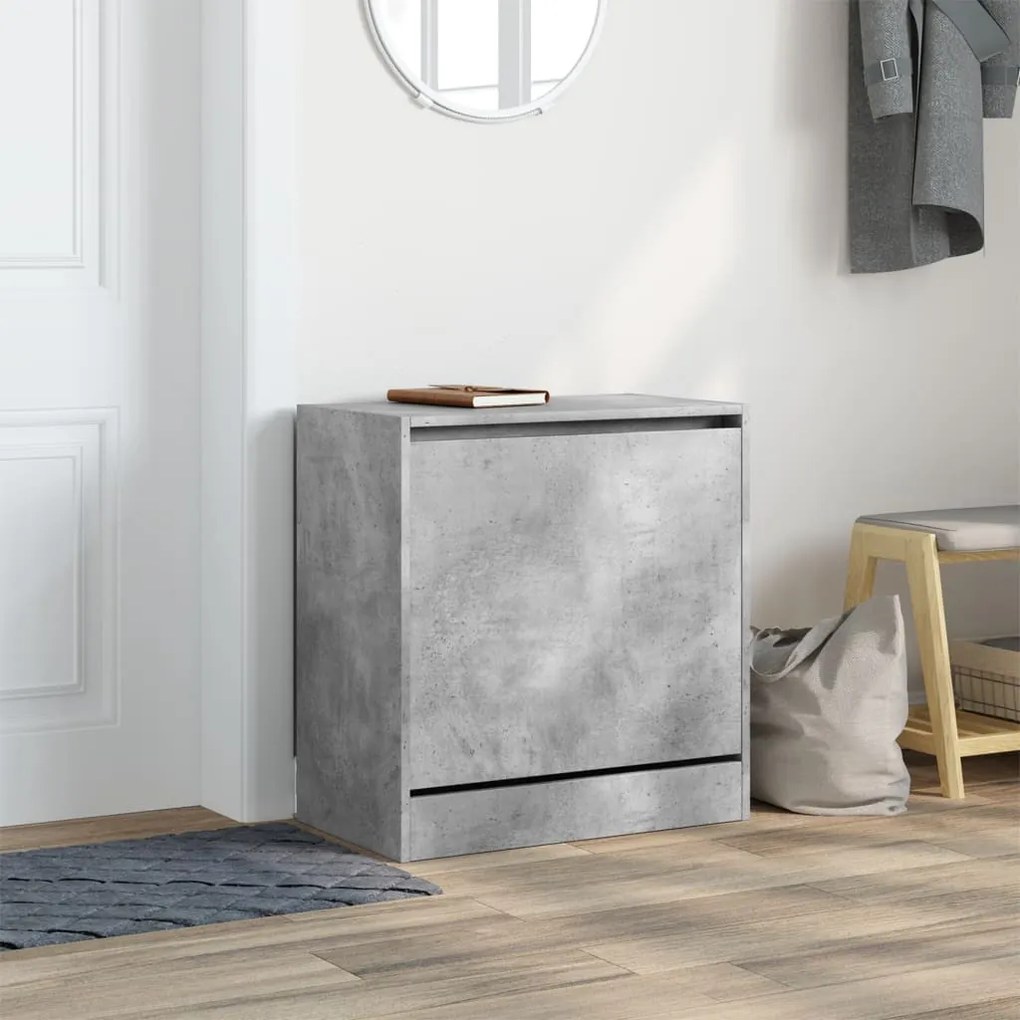 betonszürke szerelt fa cipőszekrény 60 x 34 x 63,5 cm