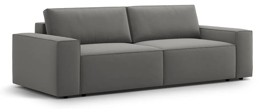 Világosszürke bársony kinyitható-tárolóhelyes kanapé 247 cm Jodie – Micadoni