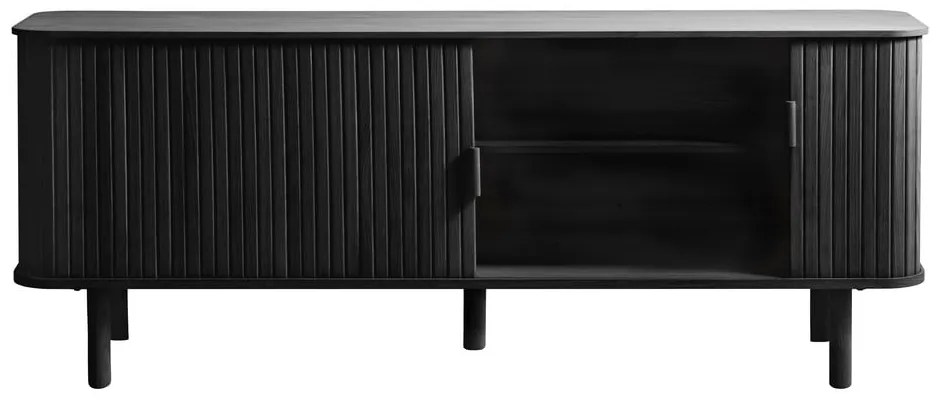 Fekete TV-állvány tölgyfa dekorral 160x56 cm Cavo – Unique Furniture