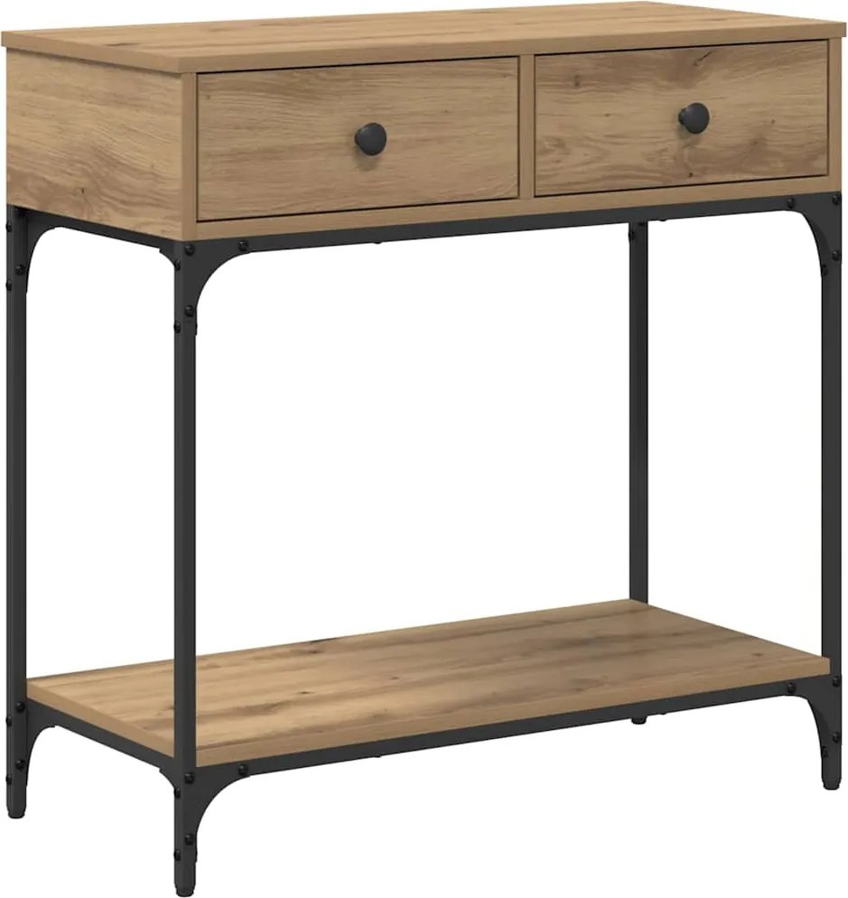 vidaXL Konzolasztal fiókkal kézműves tölgy 75 x 34.5 x 75 cm Faanyag