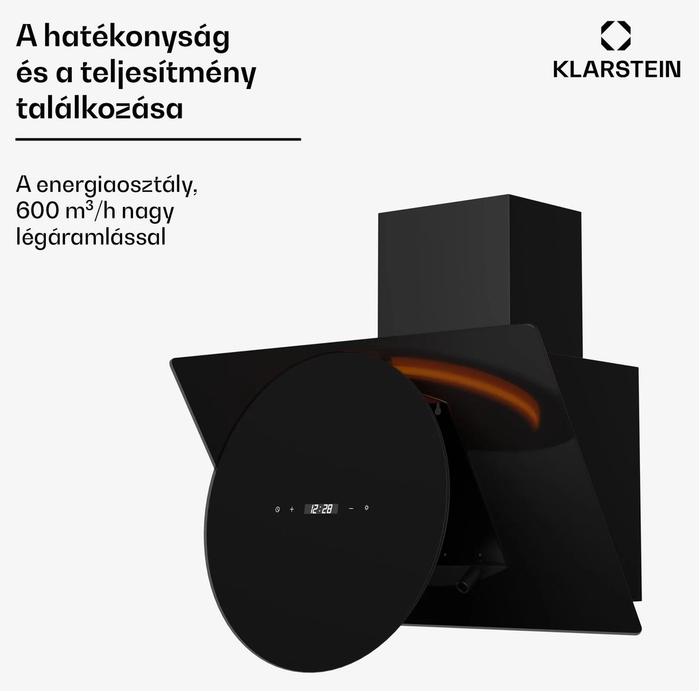 Klarstein Total Eclipse páraelszívó, LED világítás, érintős, 594,2 m³/h, elszívás/recirkuláció