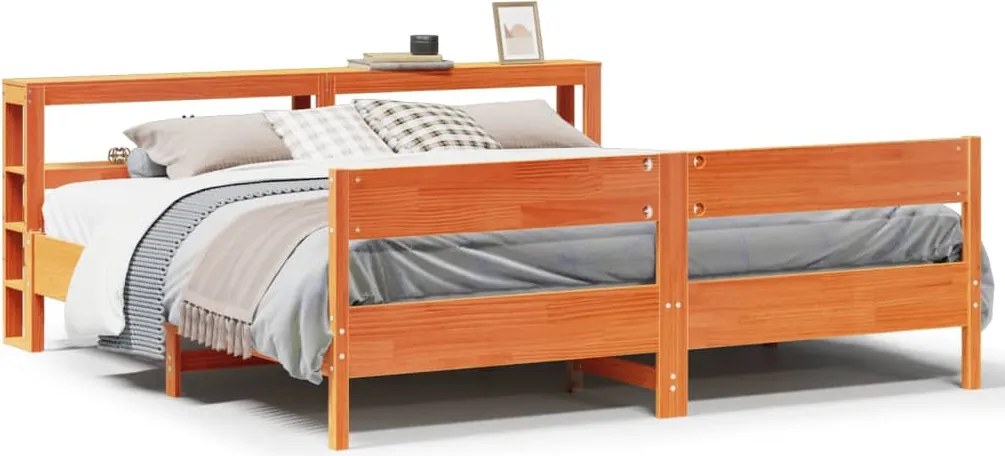 vidaXL viaszbarna tömör fenyőfa ágy matrac nélkül 200 x 200 cm