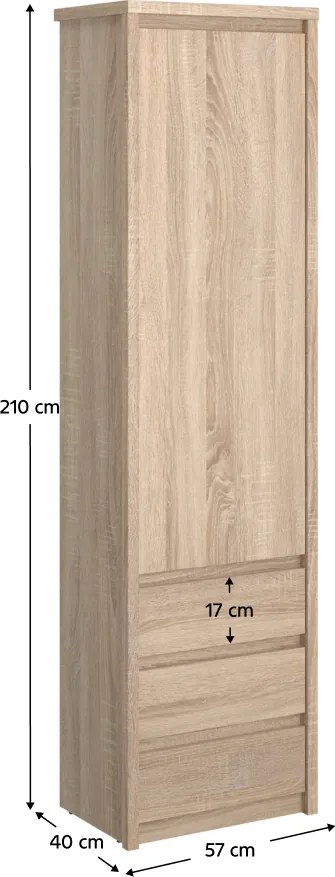 Könyvespolc, DTD laminált, tölgy sonoma, NORTY TYP 5