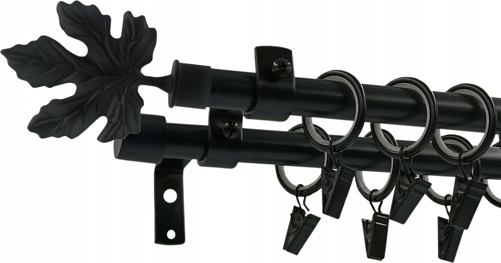 Loft Függönykarnis dupla 16+16mm Fekete 120cm Juhar