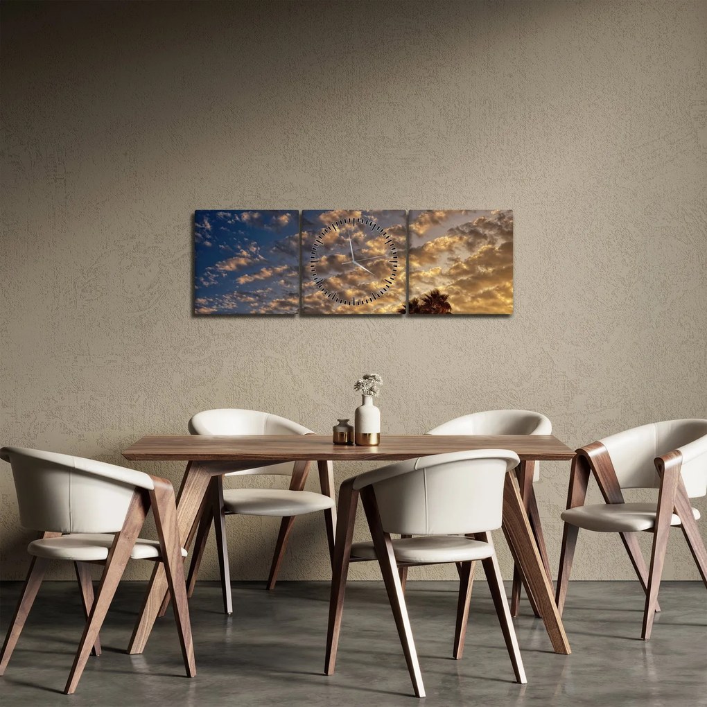 Kép - Pálmafák a felhők között (órával) (90x30 cm)