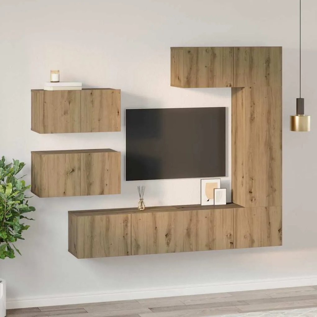 TV szekrény garnitúra 6 pcs kézműves tölgy 30.5 x 30 x 90 cm