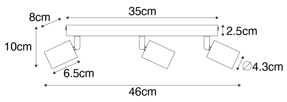 Modern fehér spotlámpa téglalap alakú 3-lámpás - Facil