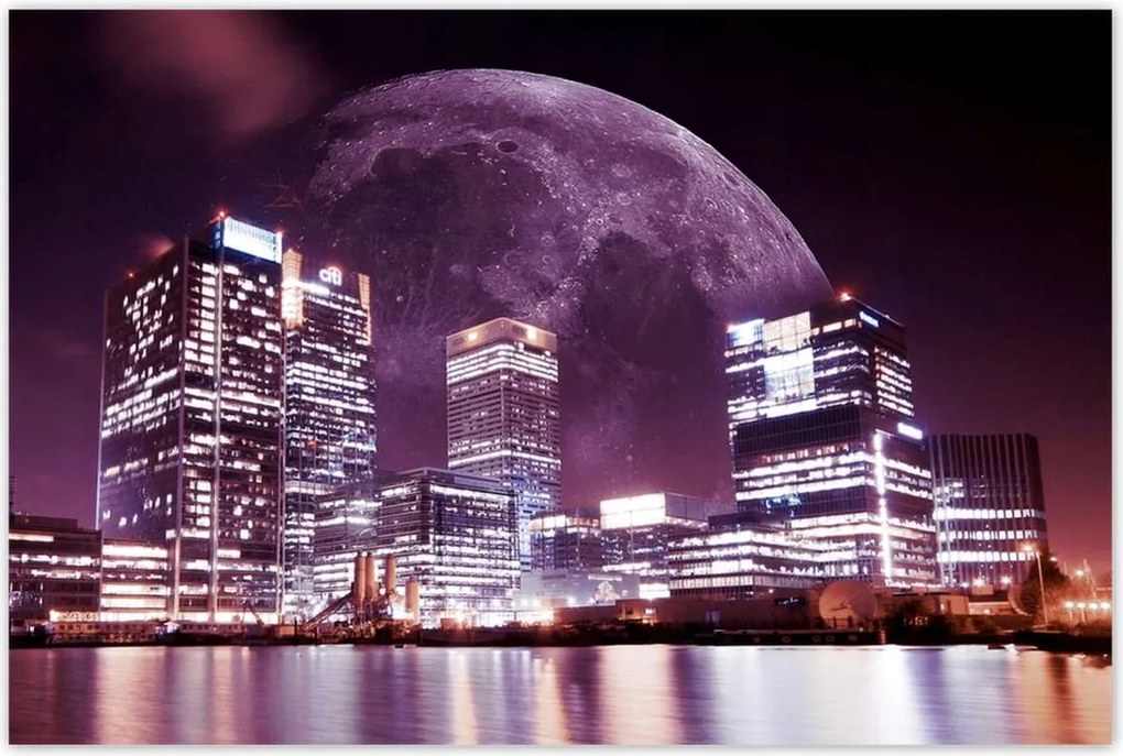 Poszterek 120x80 Lila város éjszaka