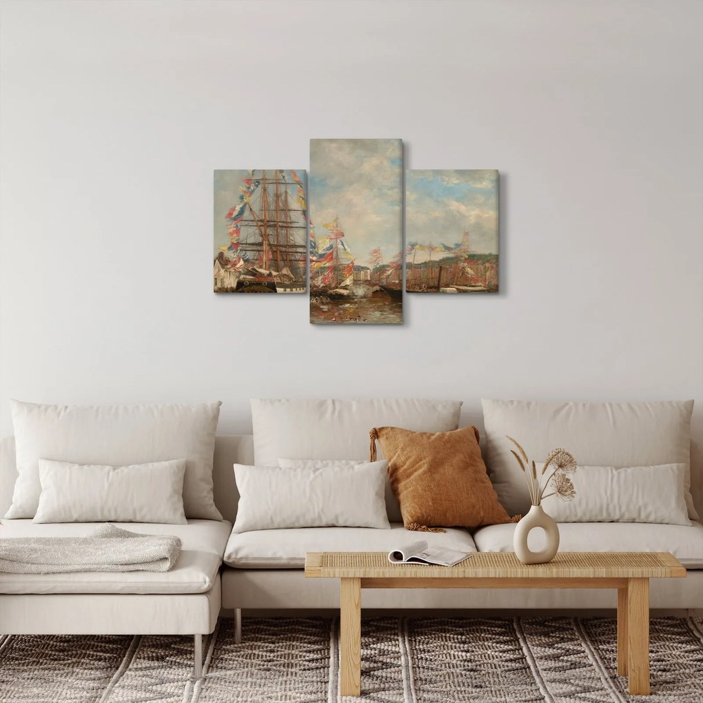 Kép - Eugène Boudin, Festival in the Harbor of Honfleur, reprodukciók (90x60 cm)