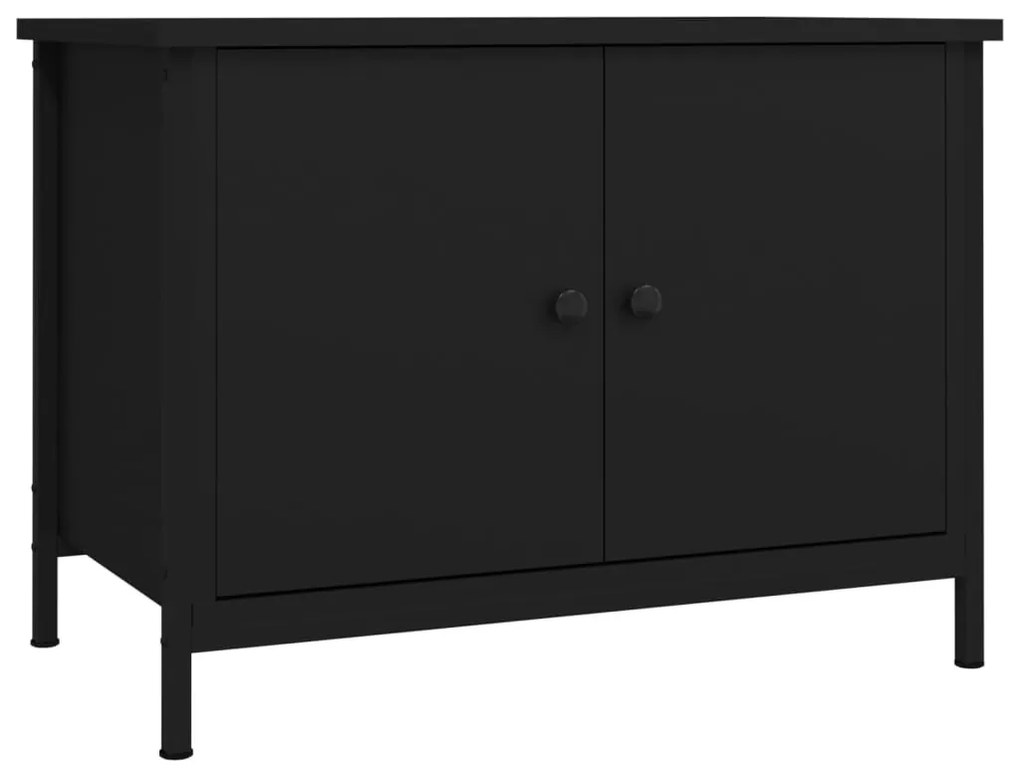 fekete szerelt fa TV-szekrény ajtókkal 60x35x45 cm