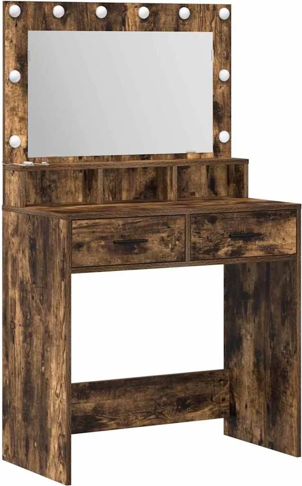 vidaXL Öltözködőasztal fiókkal Füstölt tölgy 79 x 41 x 135 cm Faanyag